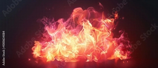 Fototapeta Vibrant Cartoon Fire Animation, a striking red flame design perfect for digital projects, featuring bold colors and an alpha channel for seamless integration.