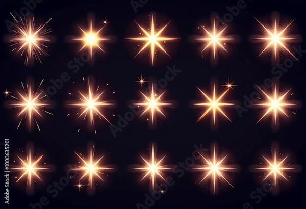 Fototapeta Capture the Magic of Light: Shimmering Stars & Radiant Bursts - Transform Your Templates with this Versatile Vector Flare & Glitter Kit