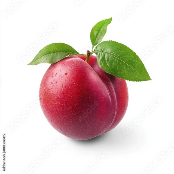 Fototapeta Fresh Peach on a White Background in Raw Style