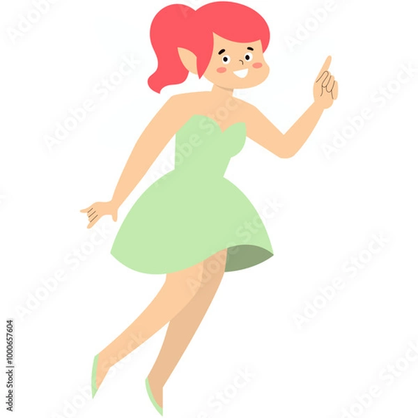 Fototapeta Little Girl Fairy Cartoon Illustration. Flat Vector Character 