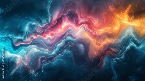 Obraz Colorful nebula fluid abstract waves background