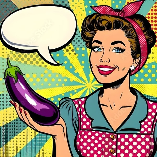 Obraz lady with an eggplant
