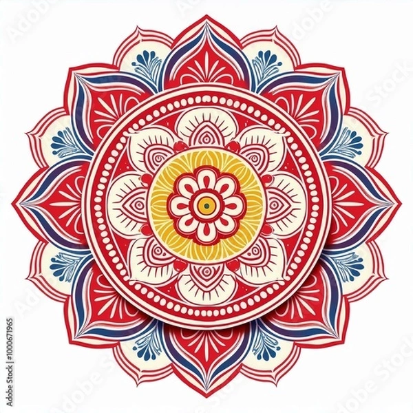 Fototapeta Mandala art design also called rangoli, decorative elements on white background
