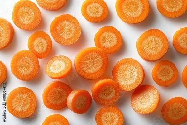 Fototapeta Carrot cut in the middle of a white background.