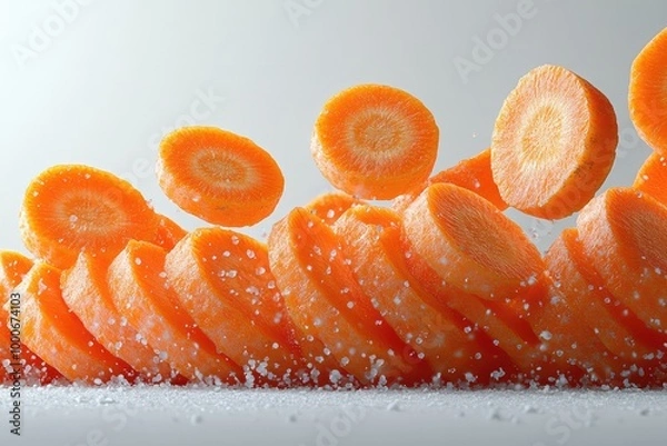 Fototapeta Carrot cut in the middle of a white background.