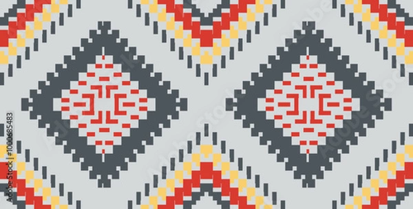 Fototapeta Russian Geometric Pattern Backgroundfolk Embroidery, Aztec Geometric Ornament Print. Design for Carpet, Wallpaper, Clothing, Wrapping, Fabric
