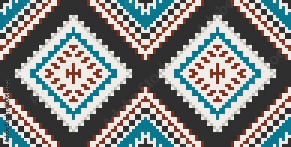 Fototapeta Tribal Ethnic Filipino Patternfolk Embroidery, Aztec Geometric Ornament Print. Design for Carpet, Wallpaper, Clothing, Wrapping, Fabric