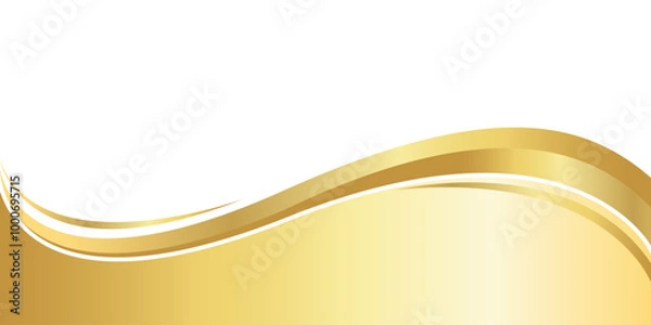 Fototapeta gold gradient for banner, golden wavy shape, gold wave curve on white background, golden wave corner shape for banner, stripes ribbon golden graphic, striped gold radient luxury