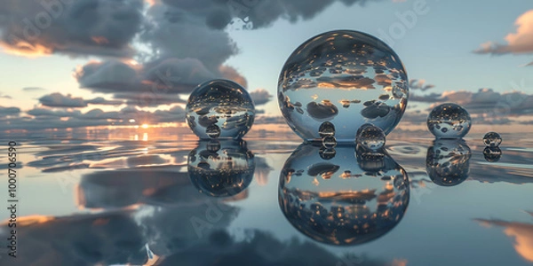 Obraz Optical illusions created, sky reflection enhanced, surreal landscape design.