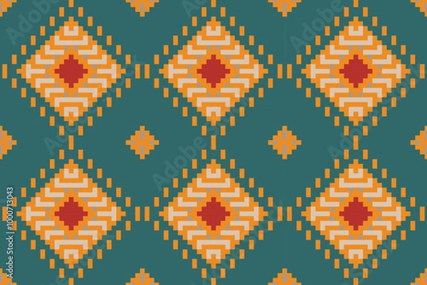 Fototapeta Geometric Pattern Arabic Pattern Wallpaperfolk Embroidery, Aztec Geometric Ornament Print. Design for Carpet, Wallpaper, Clothing, Wrapping, Fabric