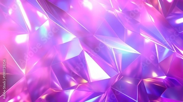 Obraz An abstract image of a holographic foil background with vibrant, shiny pink, purple, and iridescent hues creating a festive and futuristic ambiance.