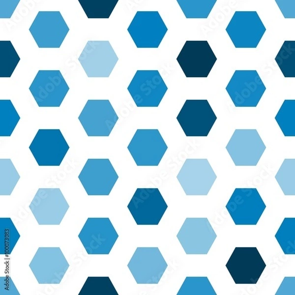 Fototapeta Blue geometric hexagon seamless pattern