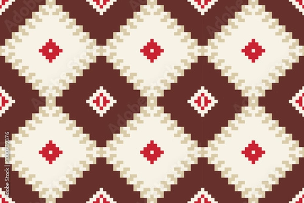 Fototapeta Repeating Pattern Arabic Pattern Mehndifolk Embroidery, Aztec Geometric Ornament Print. Design for Carpet, Wallpaper, Clothing, Wrapping, Fabric