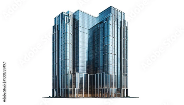 Fototapeta Office building with glass facade on a transparent background