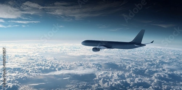 Fototapeta Elevated Heights: Jet Plane Gliding Through the Stratosphere
