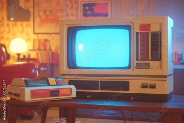 Obraz Retro Gaming Setup with Vintage Television