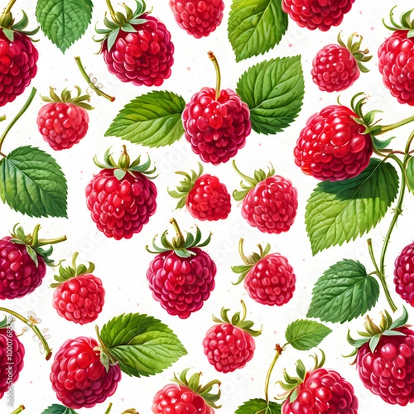 Obraz seamless pattern with raspberries