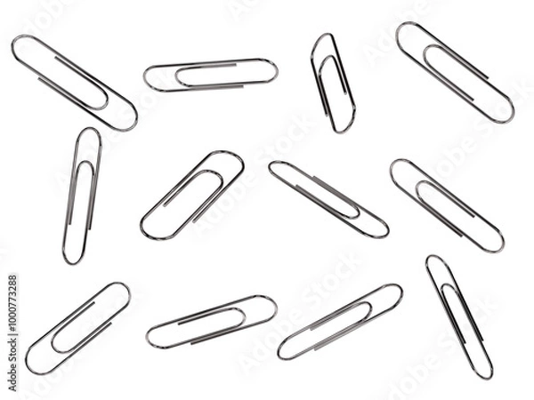 Fototapeta paper clip isolated png 3d high-resolution illustration various angles perspective Realistic