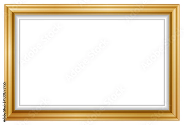 Obraz An Illustration elegant gold picture frame with super realistic shape. Approximate frame size 180x120 cm, high resolution 72 dpi. This image is NOT generated by Ai. The vector version is available  