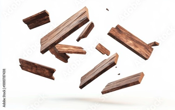 Obraz Wooden Planks Shattering in Mid-Air Generative AI