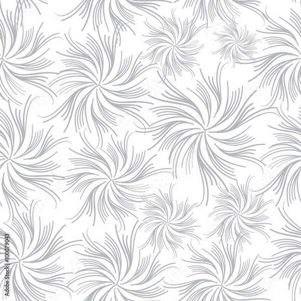 Fototapeta Abstract flowers seamless wave background. Floral seamless gray and white texture 