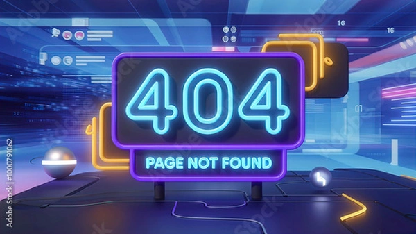 Obraz banner "404 page not found" on a technological background