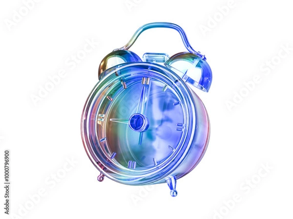 Fototapeta Futuristic Holographic Gradient Abstract Crystal Material Watch Icon Isolated on Transparent Background