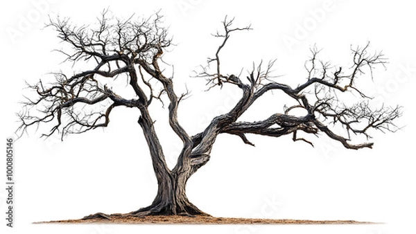 Fototapeta Dead and dry tree isolated on transparent background.