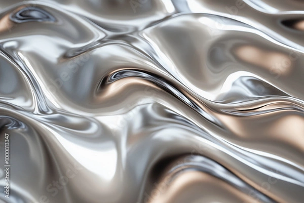 Fototapeta shiny silver fabric with a wave pattern. The image has a sleek and modern feel to it