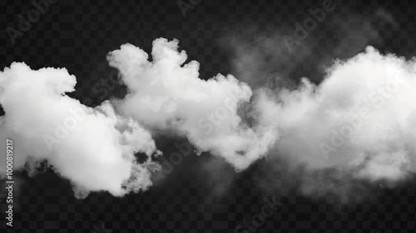 Fototapeta set of white smoke or fog clouds on transparent background vector illustration, detailed, high resolution, professional photograph