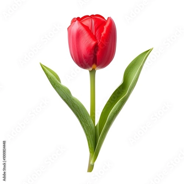 Fototapeta Macro Shot of a Perfect Red Tulip on a Clean White Background