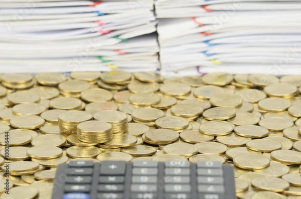 Fototapeta Pile of gold coins on stack of gold coins