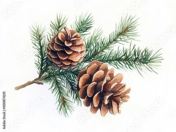 Fototapeta Pine Cones on Branch