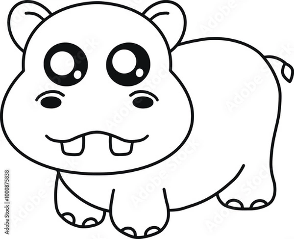 Obraz Cute Hippo Line Art