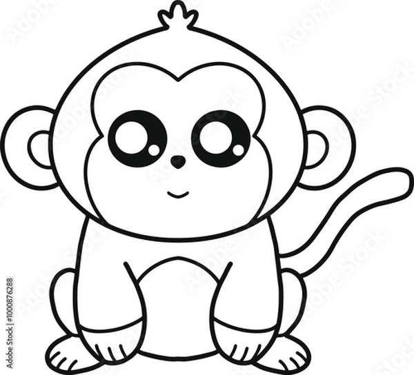 Obraz Cute Monkey Line Art