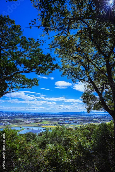Obraz 山から見下ろす田舎の景色