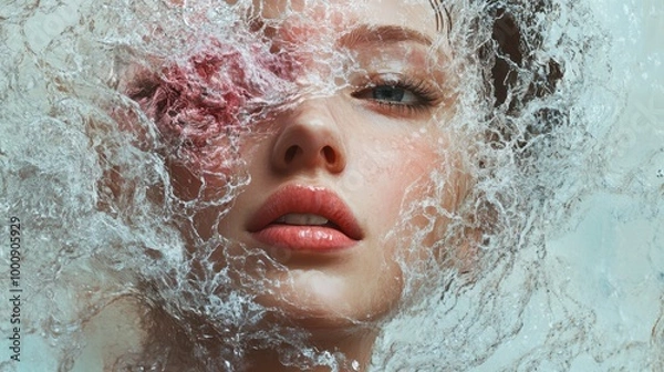 Fototapeta AI-Driven Portraits Blending Human Features with Surreal Dream-Like Elements