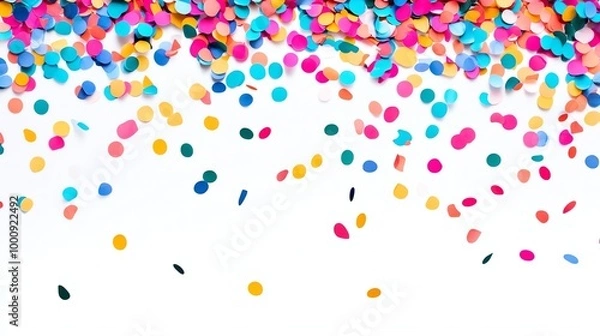 Obraz Colorful confetti scattered on a white background.