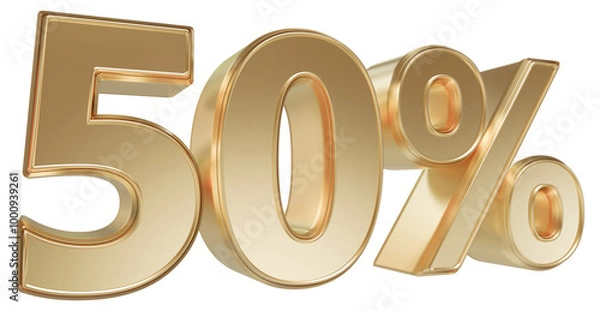 Obraz Number 50 Percent Off Sale Gold Number 3D
