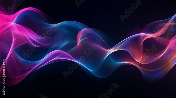 Fototapeta Abstract colorful smoke swirls on a black background.