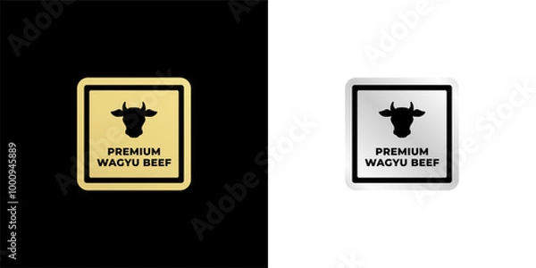 Obraz Wagyu beef label or premium wagyu beef label vector isolated. Best Premium wagyu beef label for product packaging design element. Elegant Premium beef label for packaging design element.