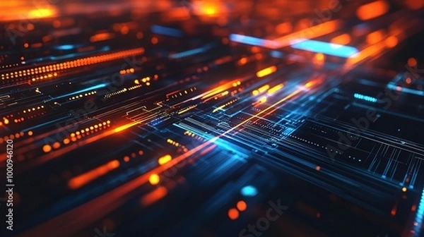 Fototapeta Abstract Digital Data Flow in Vivid Color Palette