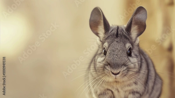 Fototapeta Beautiful Wallpaper with a Chinchilla Design, Ideal Rodent Poster or Graphic Resource for Creative Project, Ai Generative