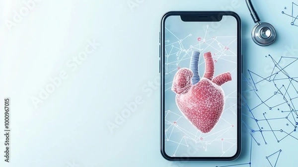 Fototapeta Mobile ECG patch providing continuous heart monitoring and compliance alerts for arrhythmia, cardiac diagnostics, medical device