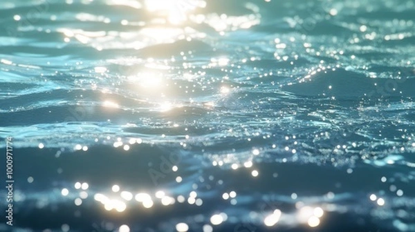 Fototapeta An artistic 3D illustration of a sparkling water bottom, enhanced by delicate light effects and a serene color palette