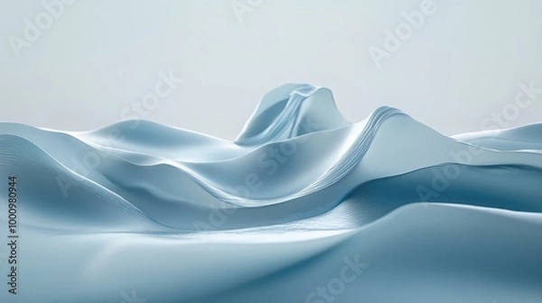 Fototapeta A minimalist 3D design of an abstract underwater scene, featuring smooth surfaces and subtle color transitions for elegance