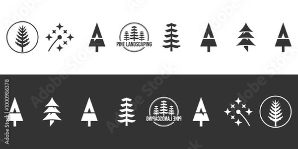 Fototapeta pine tree icon vector design, pine tree, symbol, illustration, editable pine tree design, silhouette