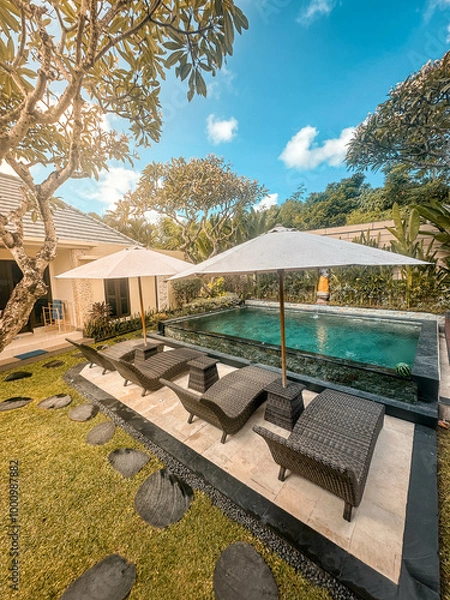 Obraz house view with a pool