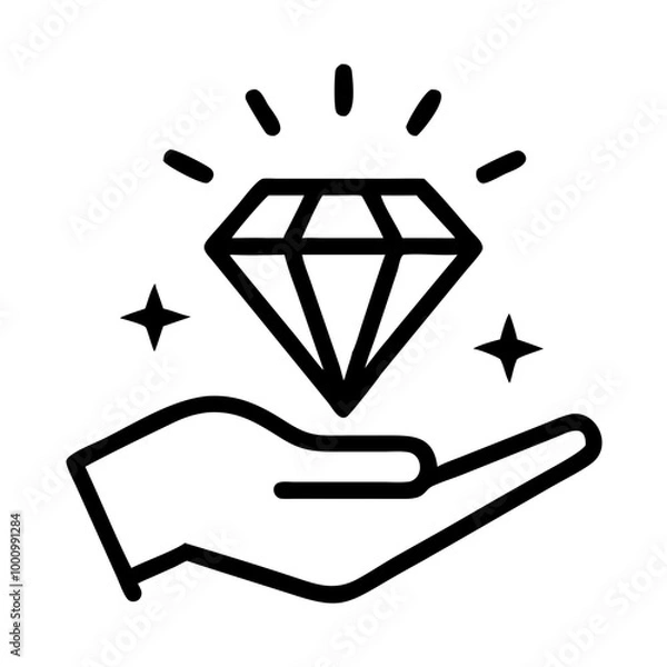 Fototapeta Loyalty program icon showcasing a diamond in hand, symbolizing customer rewards and value