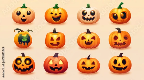 Fototapeta A fun, cartoon-style emoji for Halloween designs.